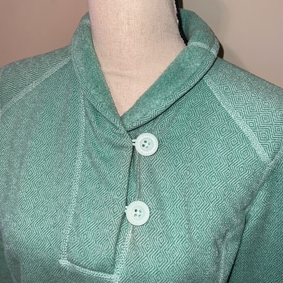 The North Face M fleece lined sweatshirt mint green l long sleeve button closure - Picture 3 of 13
